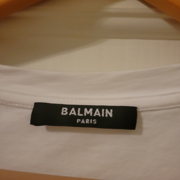Balmain Gold Button Tee Shirt White S - Picture 3 of 9